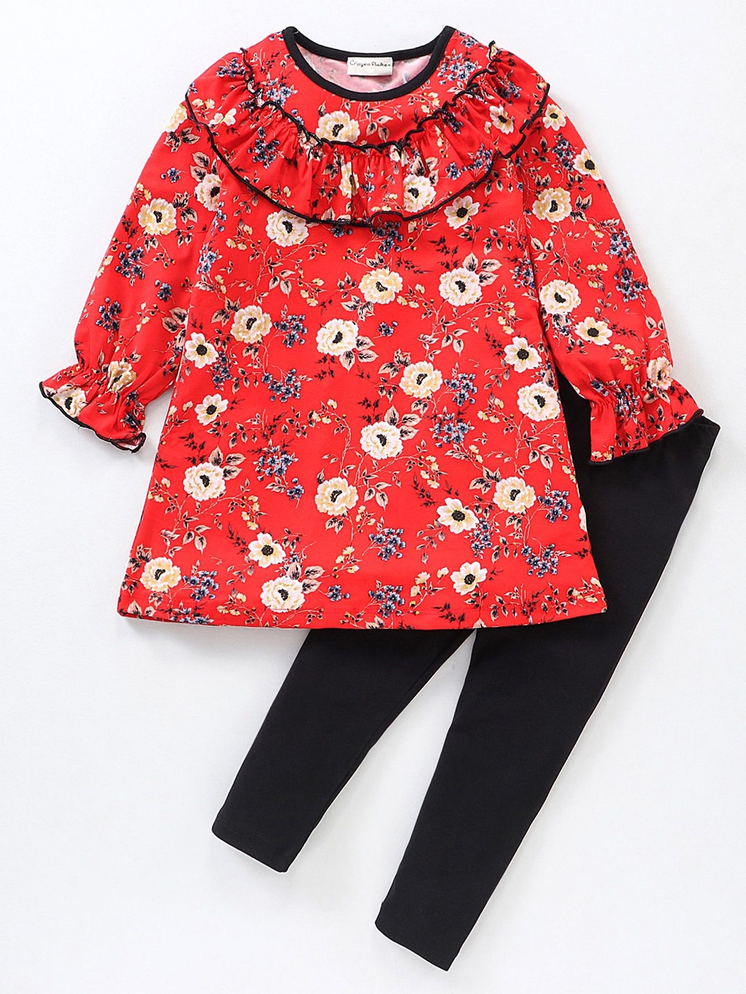 

CrayonFlakes Girls Printed Top with Leggings, Orange