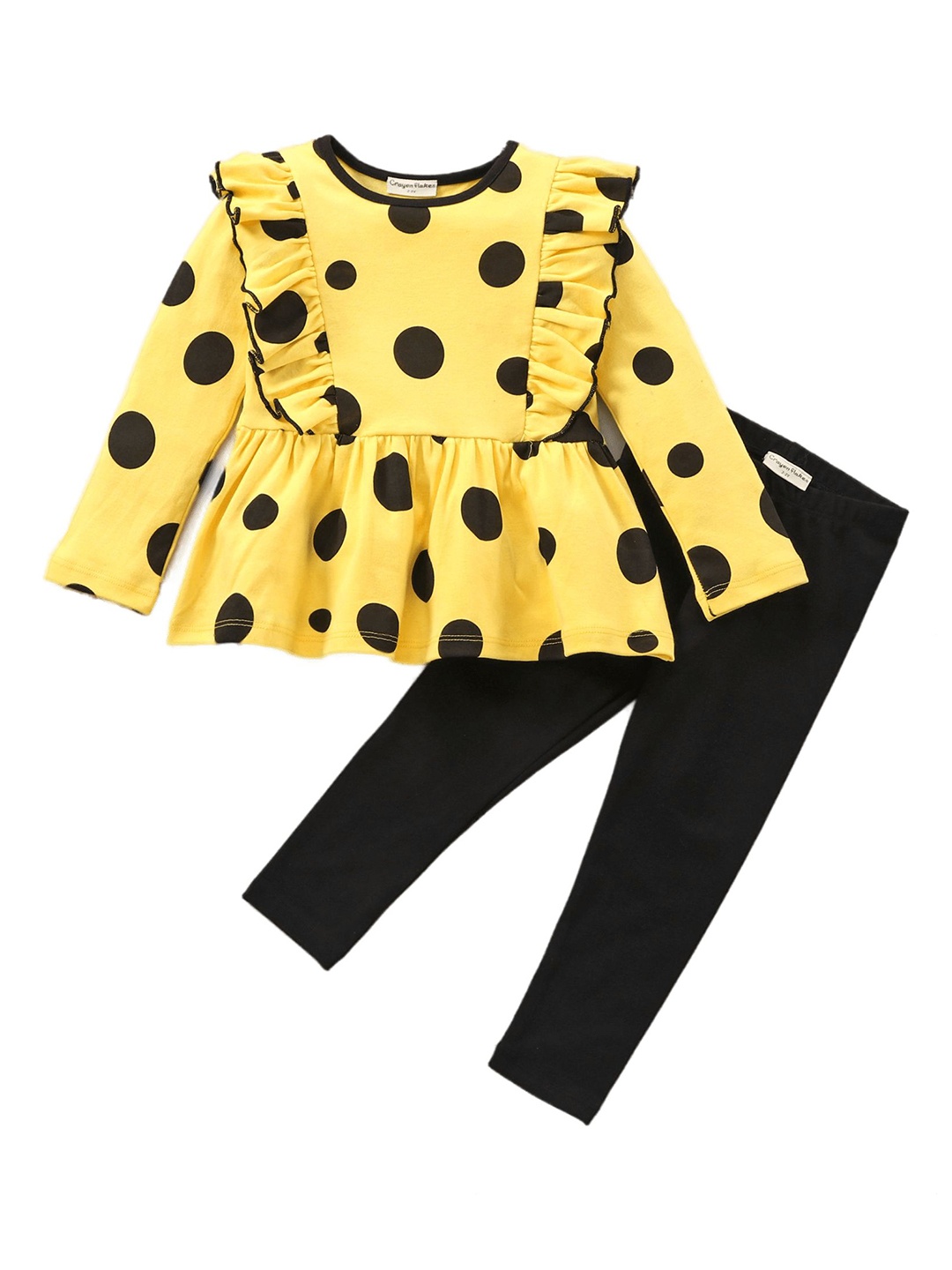 

CrayonFlakes Girls Pure Cotton Printed Top with Leggings, Yellow