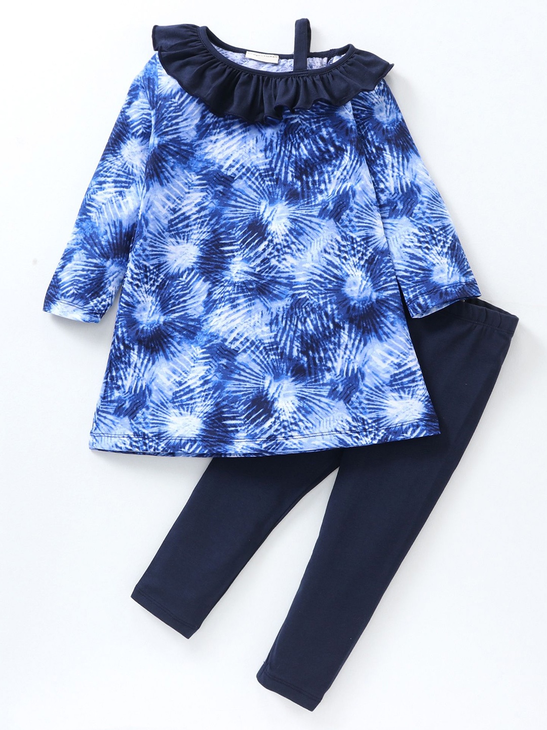 

CrayonFlakes Girls Pure Cotton Printed Tunic with Leggings, Blue