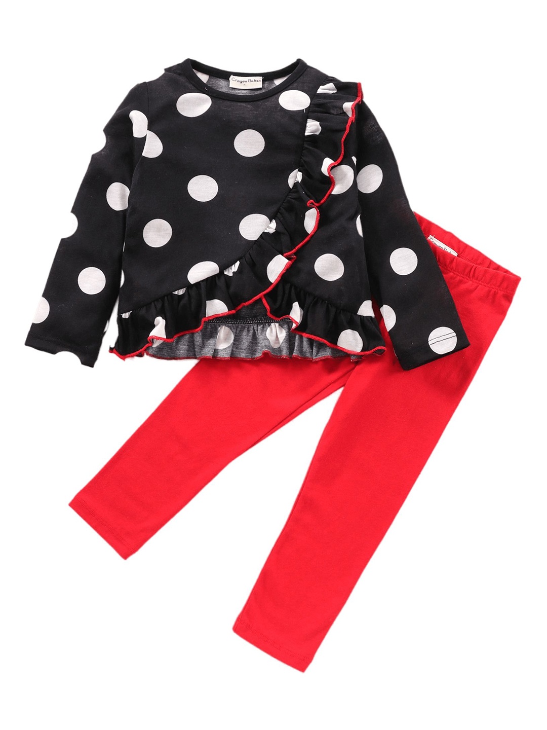 

CrayonFlakes Girls Printed Top with Leggings, Black