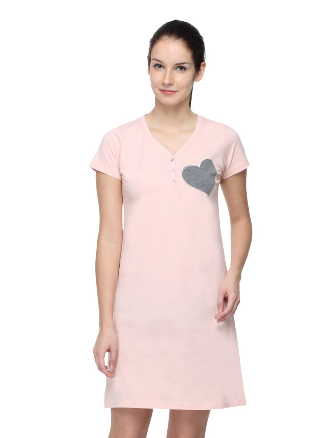 

Slumber Jill Women Printed Pure Cotton Nightdress, Pink