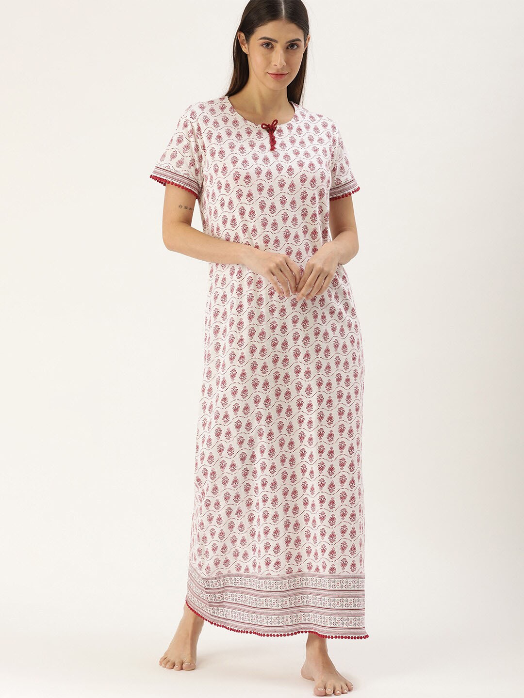 

Slumber Jill Printed Pure Cotton Nightdress, White