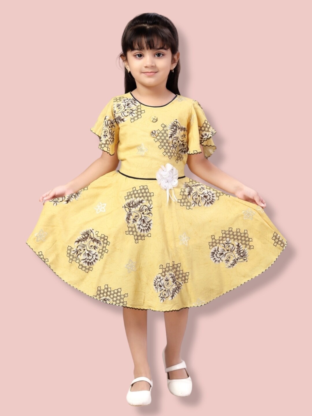 

Aarika Girls Floral Cotton Dress, Yellow