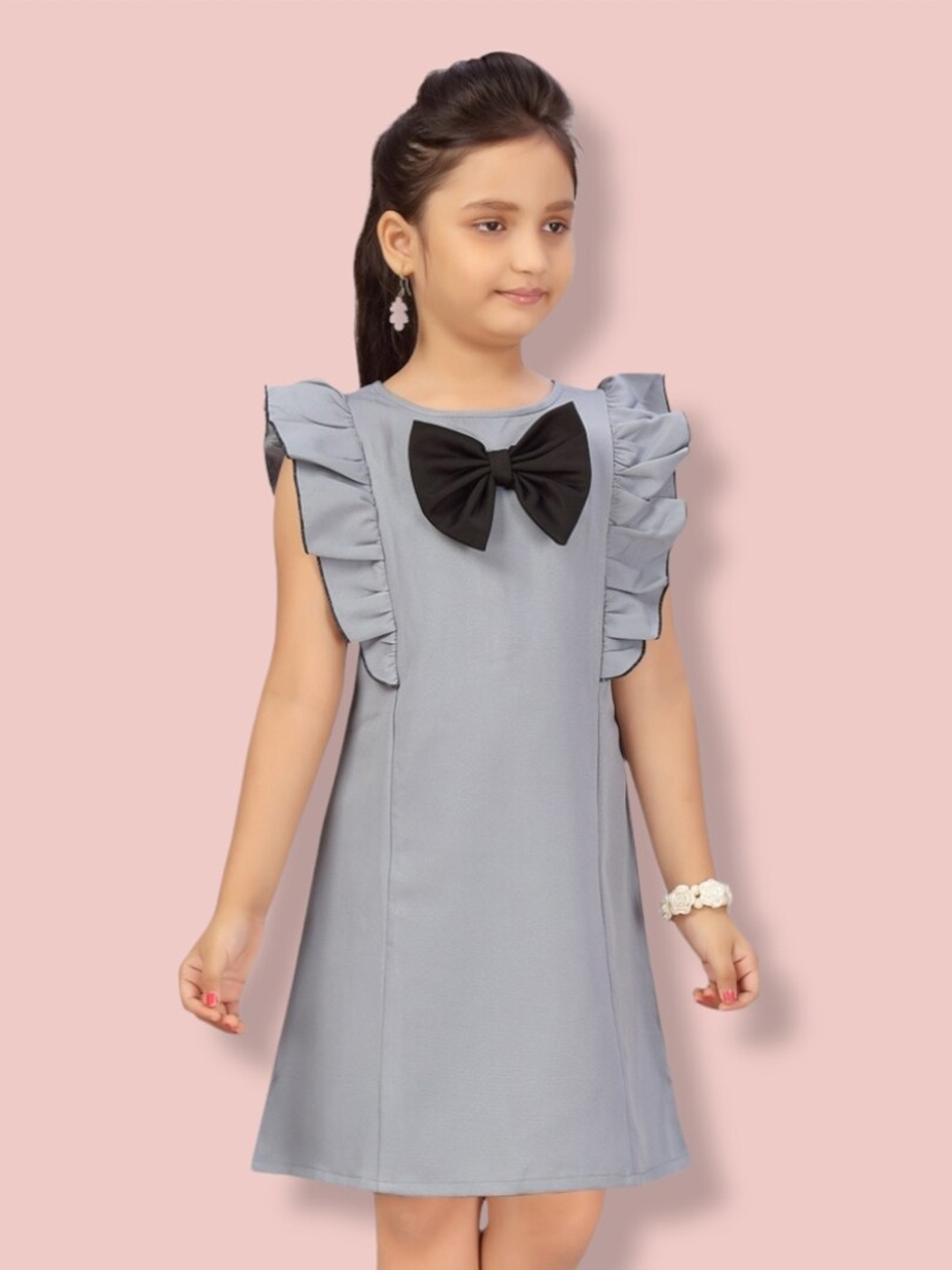 

Aarika Girls A-Line Dress, Grey