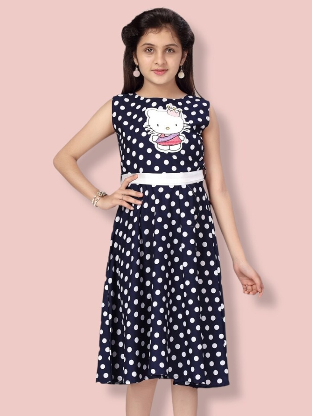 

Aarika Polka Dots Dress, Navy blue