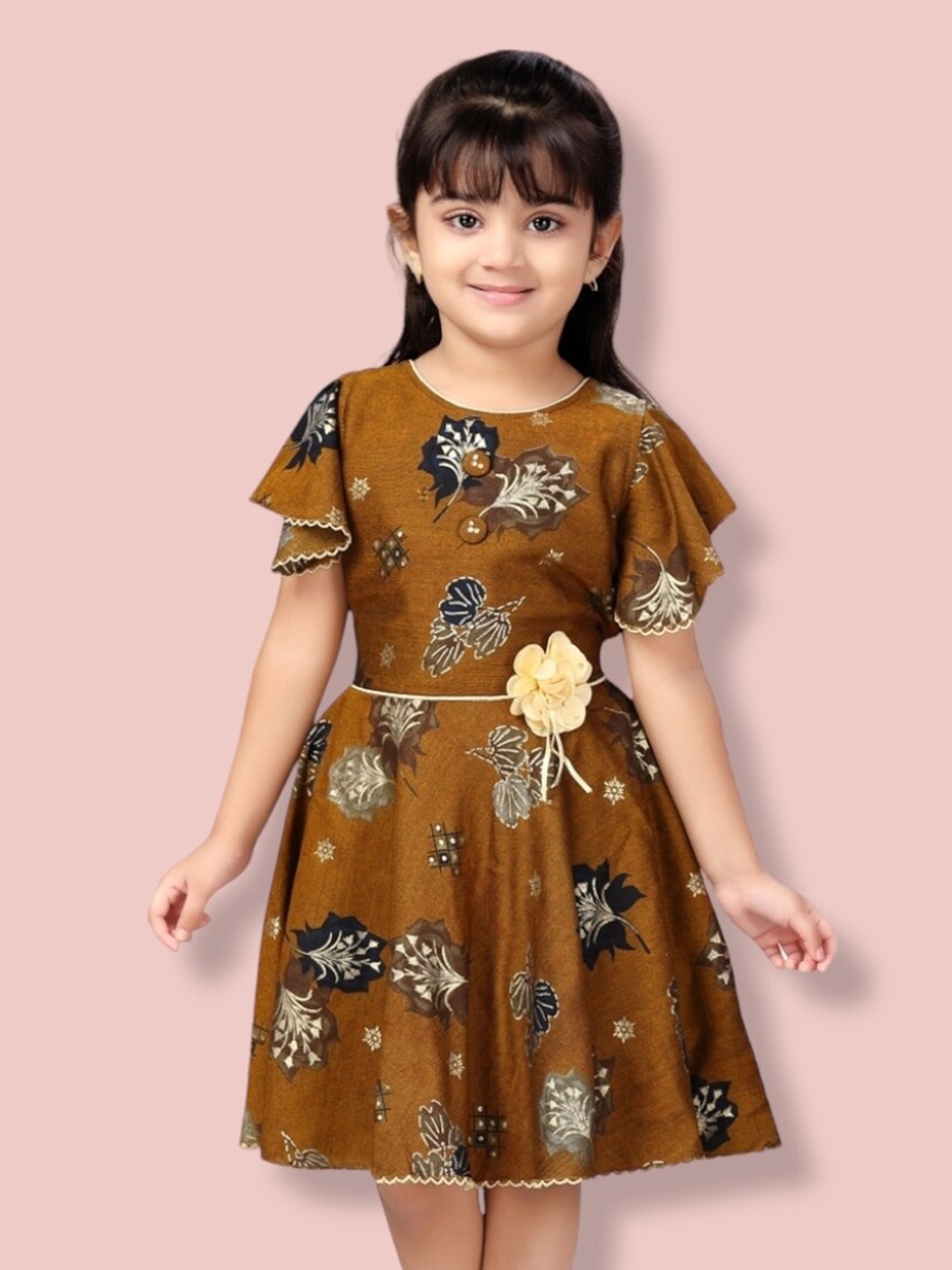 

Aarika Floral Cotton Dress, Brown