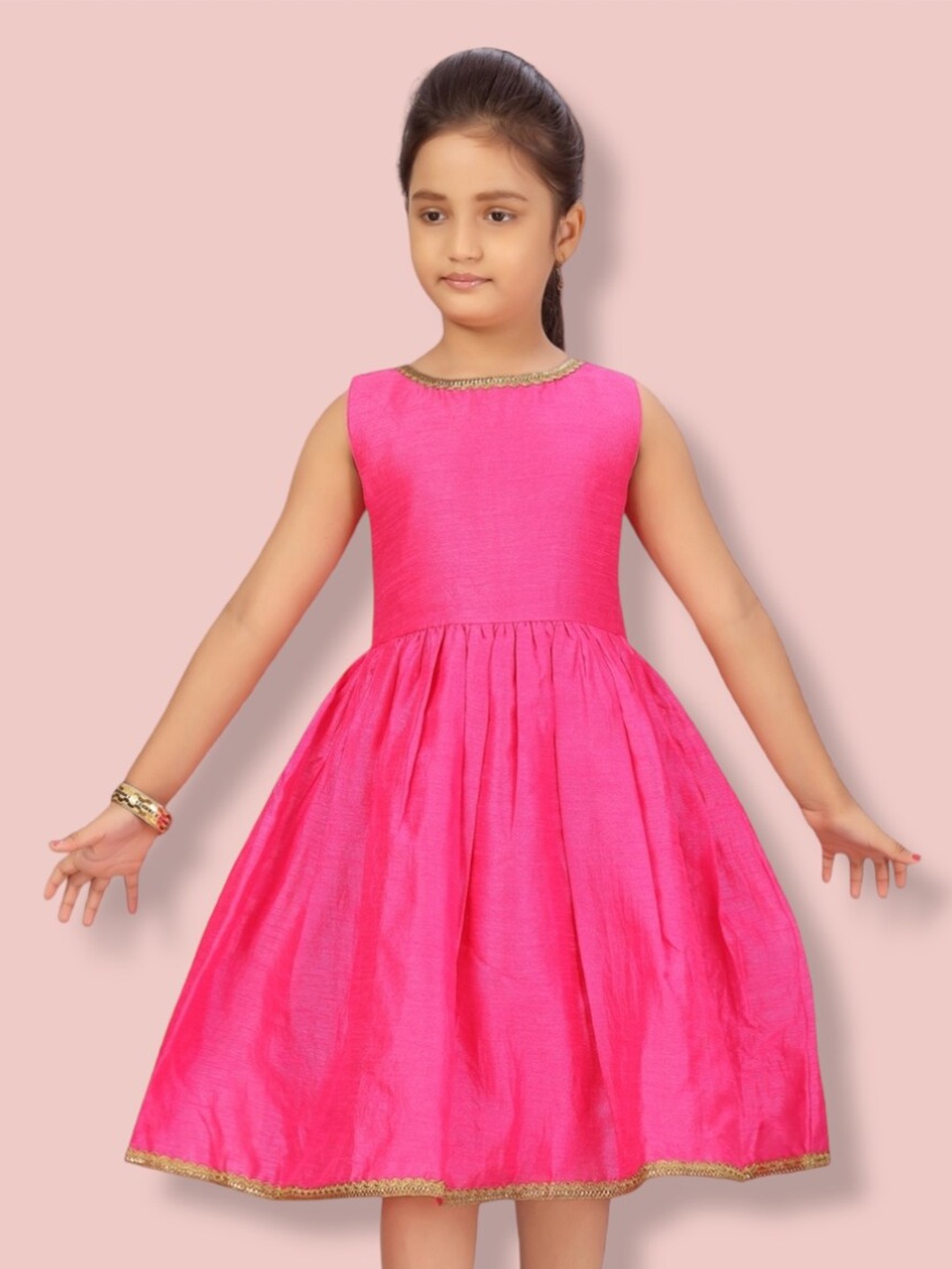 

Aarika Girls Satin Midi Dress, Pink