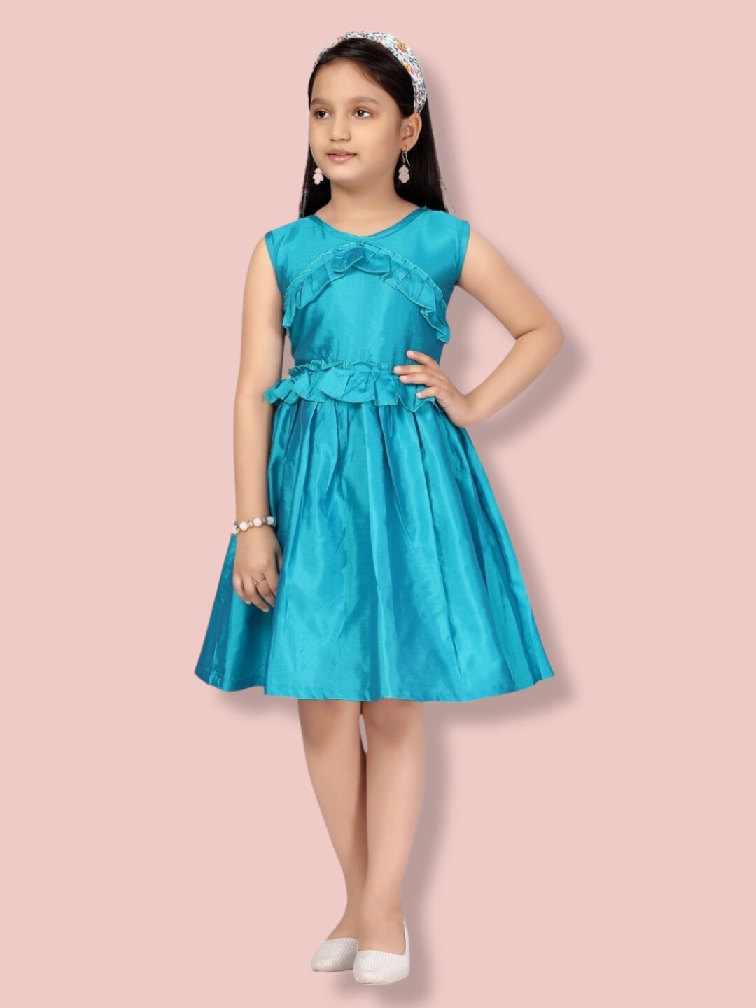 

Aarika Satin Dress, Turquoise blue