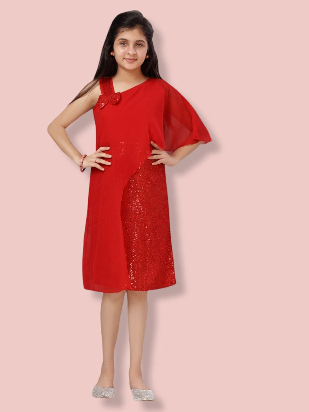 

Aarika One Shoulder A-Line Dress, Red