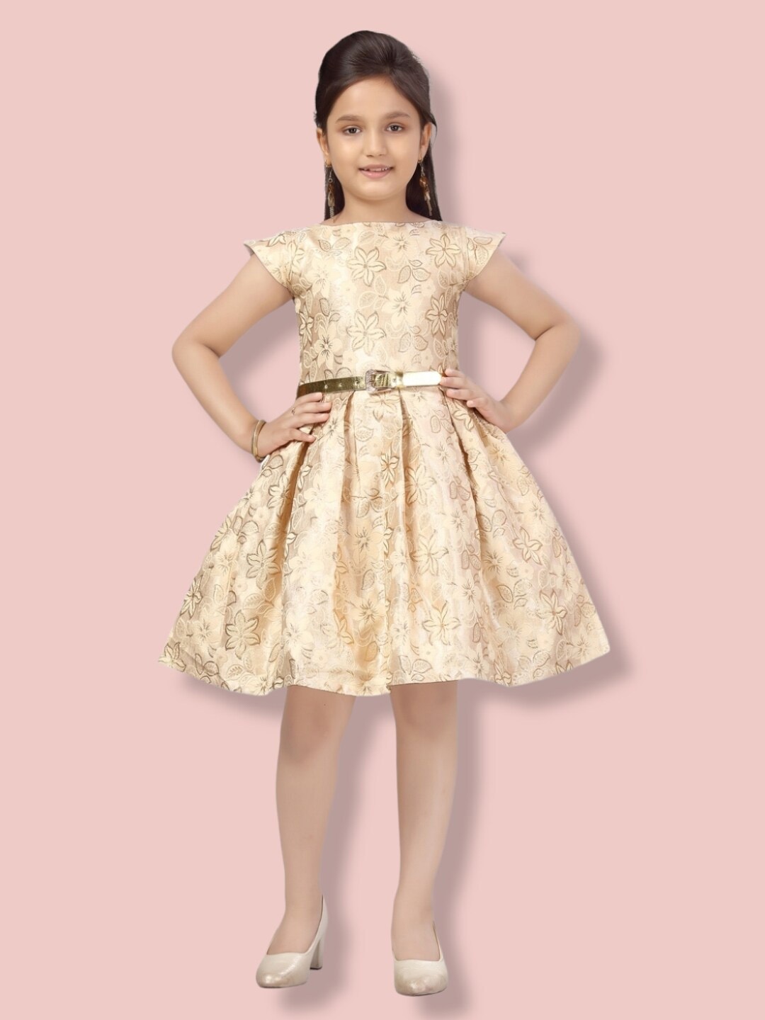 

Aarika Girls Floral Cotton Dress, Beige