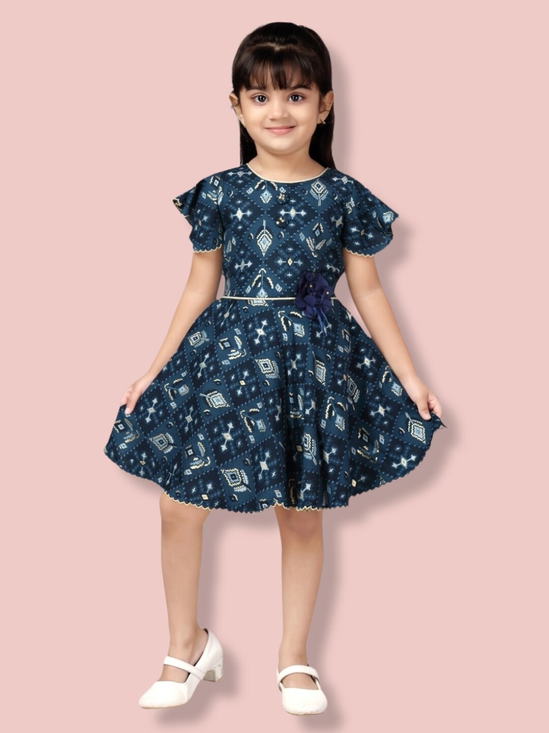 

Aarika Ethnic Motifs Cotton Dress, Blue
