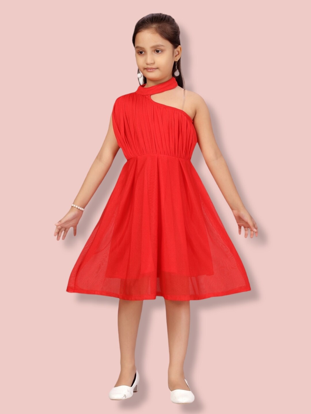 

Aarika One Shoulder Fit & flare Dress, Red