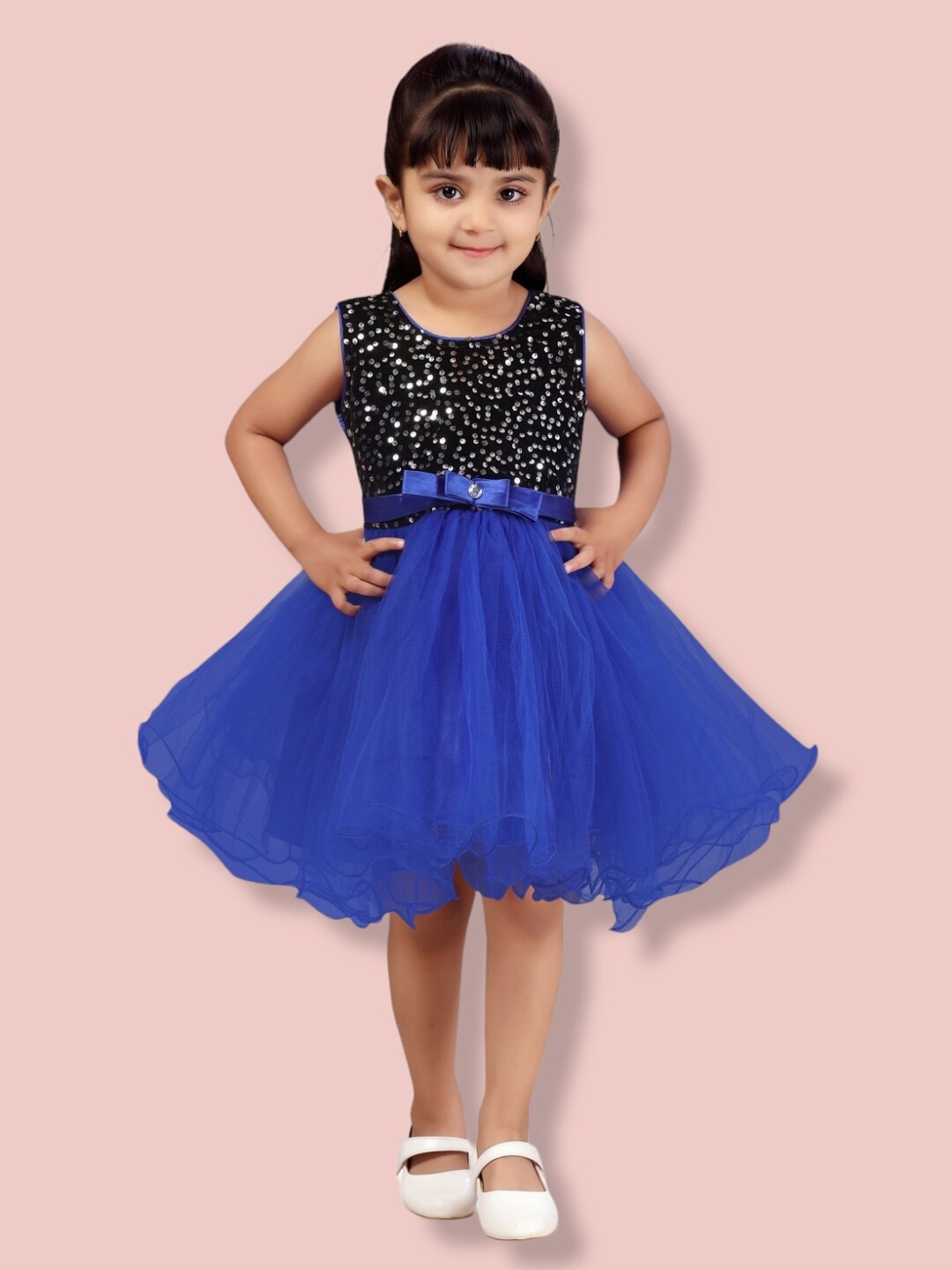 

Aarika Embellished Net Dress, Blue