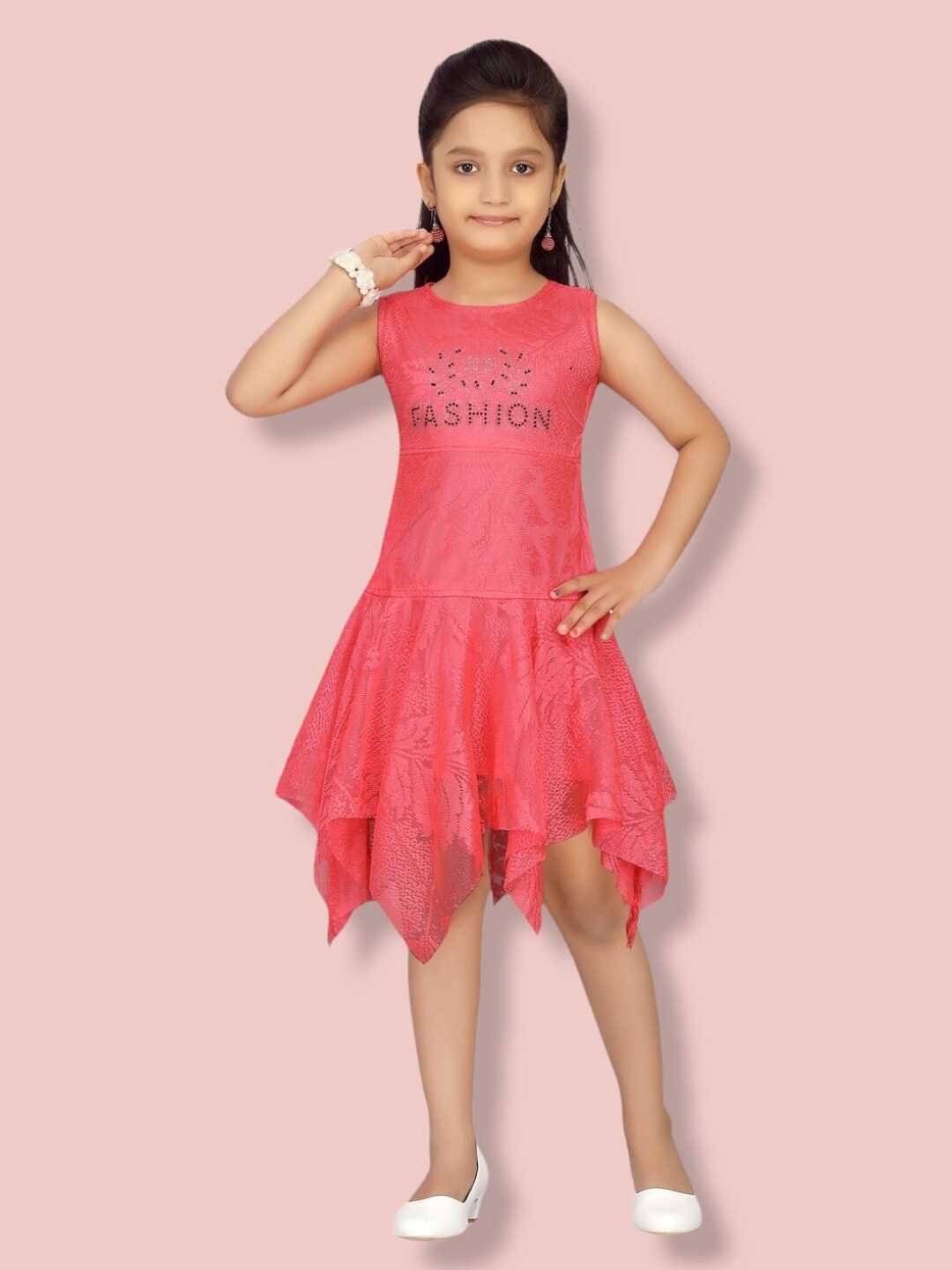 

Aarika Girls Net Drop-Waist Dress, Red