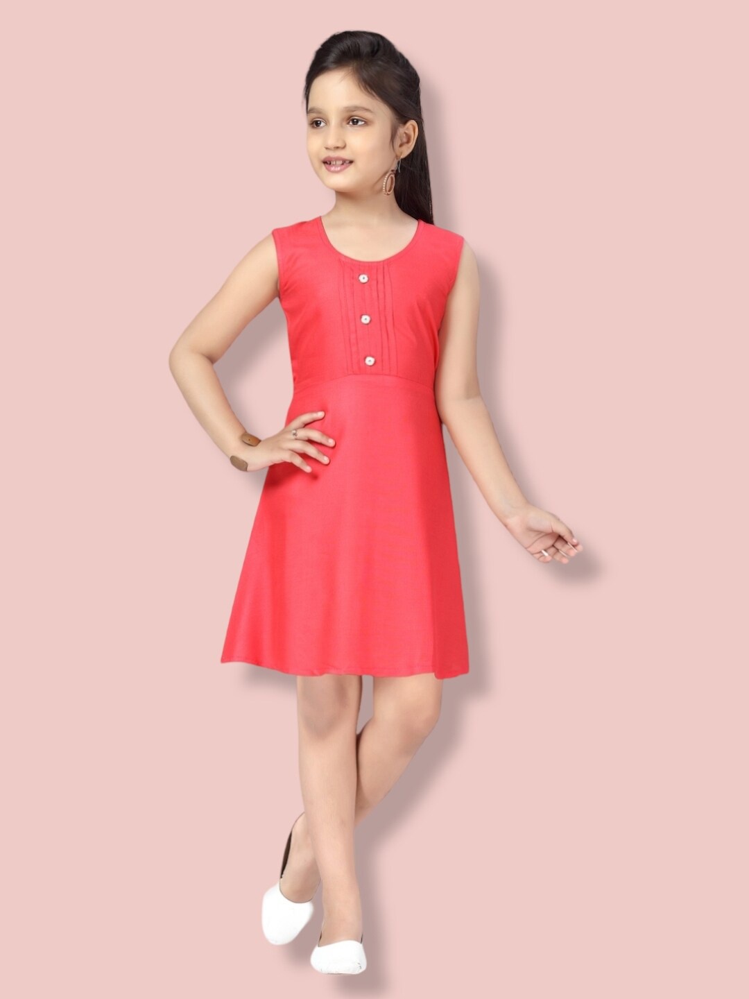 

Aarika A-Line Cotton Dress, Peach