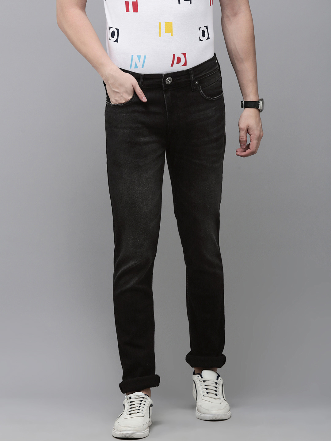 

BEAT LONDON by PEPE JEANS Men Vapour Slim Fit Light Fade Stretchable Jeans, Black
