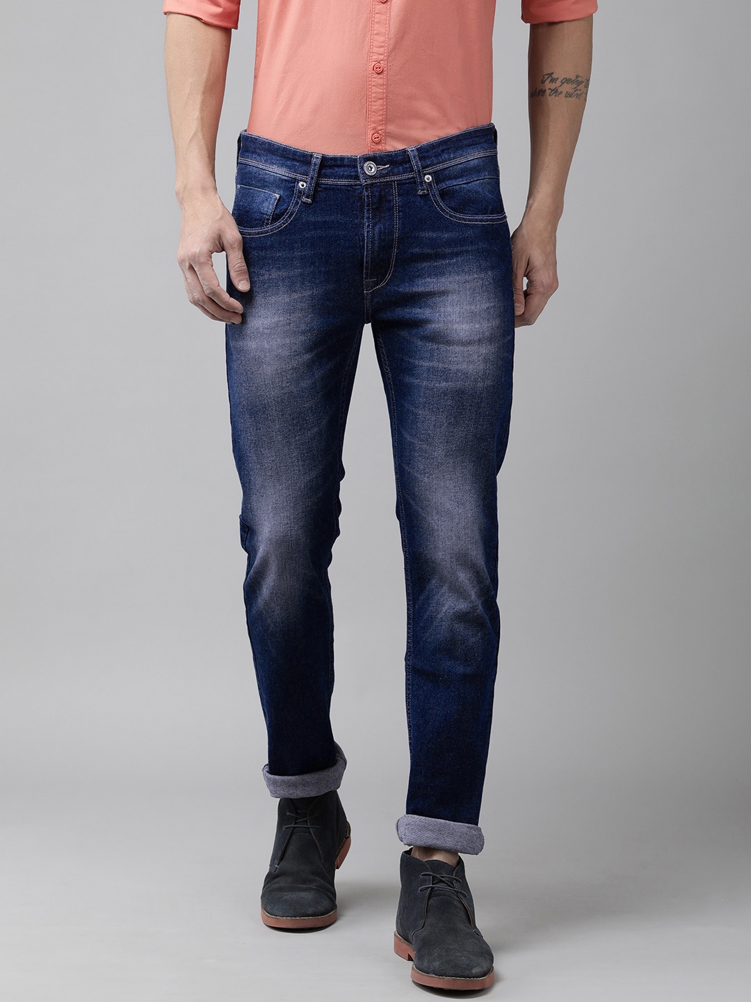 

BEAT LONDON by PEPE JEANS Men Vapour Slim Fit Heavy Fade Mid-Rise Stretchable Jeans, Blue