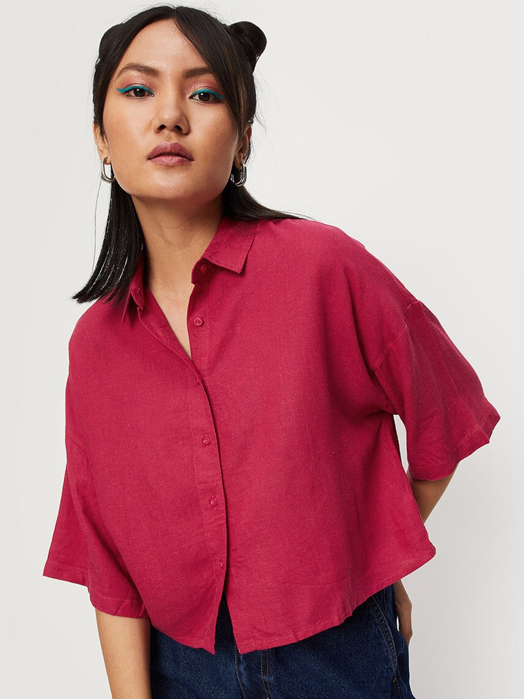 

max Women Casual Cotton Shirt, Red