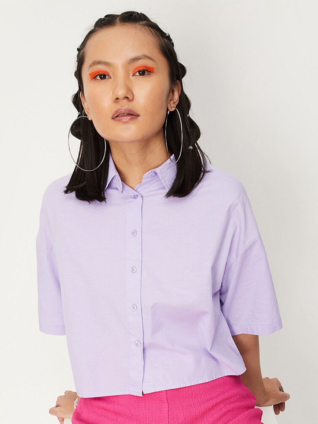 

max Women Cotton Casual Shirt, Lavender