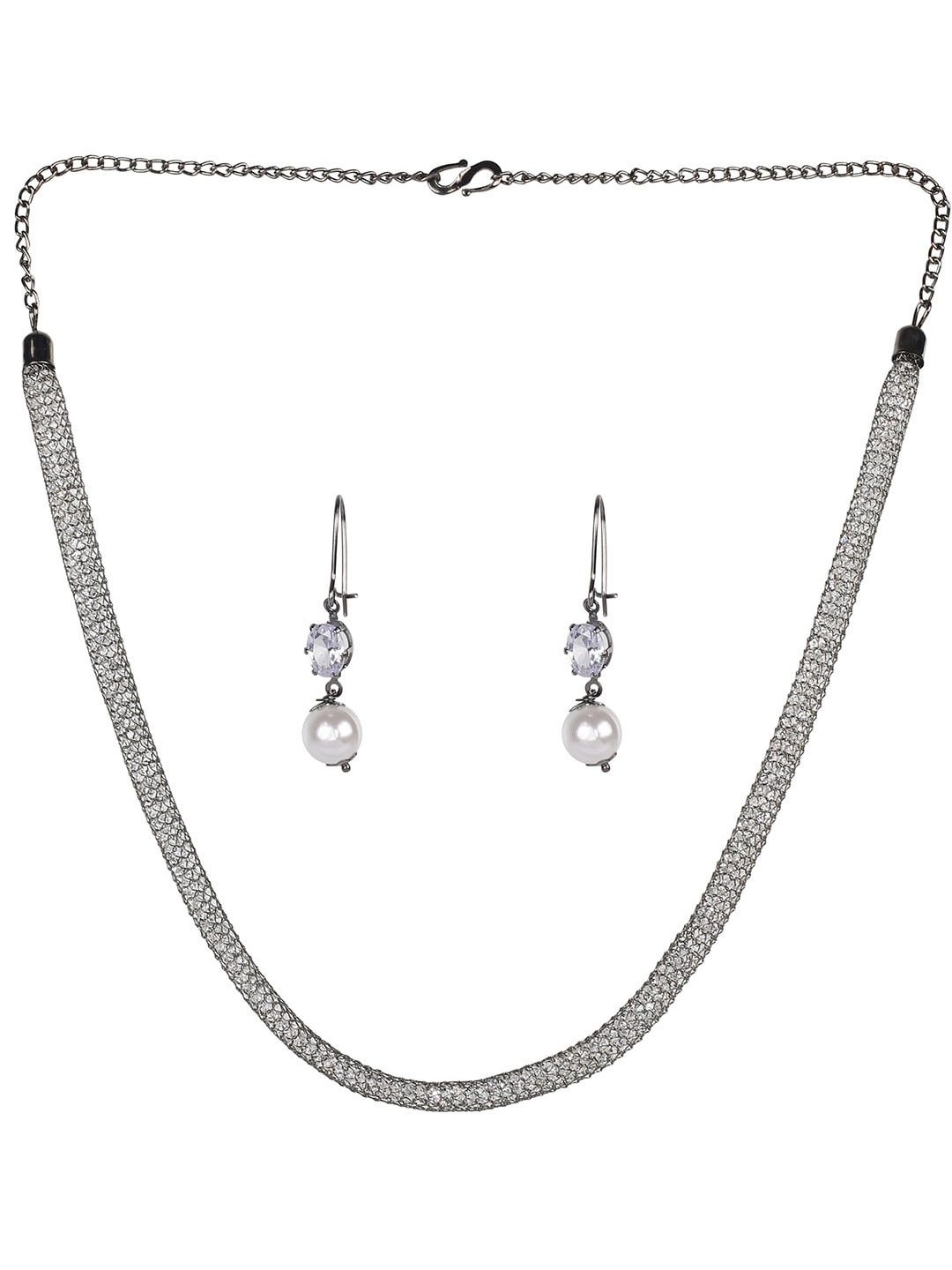 

MAD CLUB Silver-Plated AD-Studded Jewellery Set