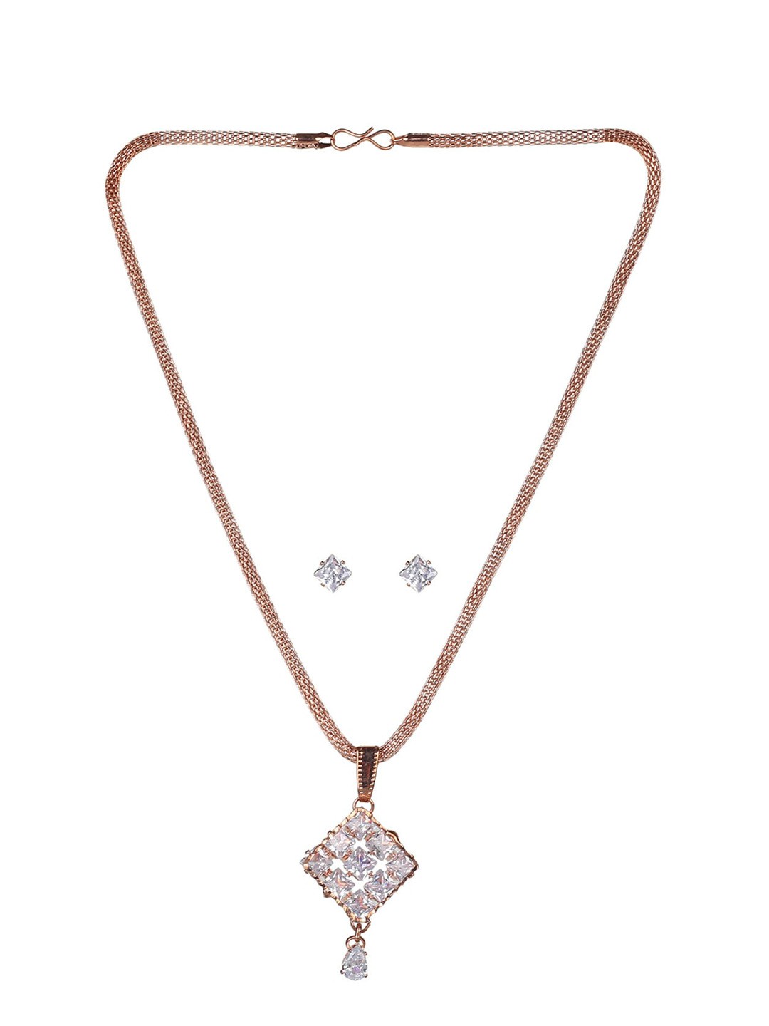 

MAD CLUB Rose Gold-Plated AD-Studded Jewellery Set