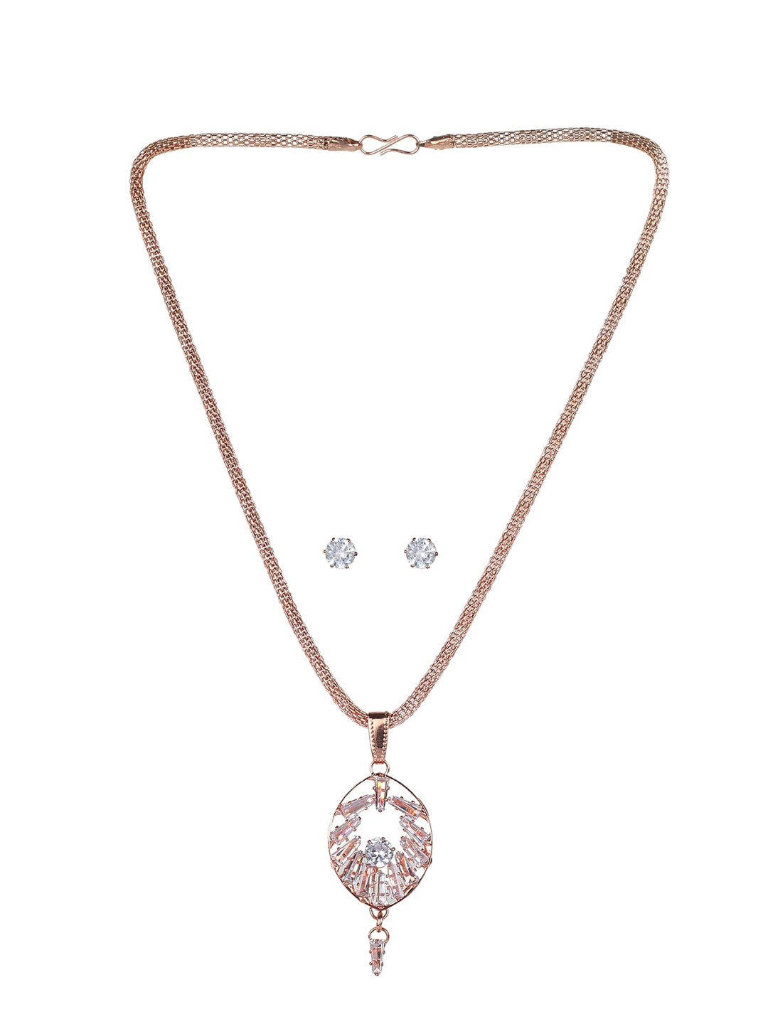 

MAD CLUB Rose Gold-Plated AD Studded Jewellery Set