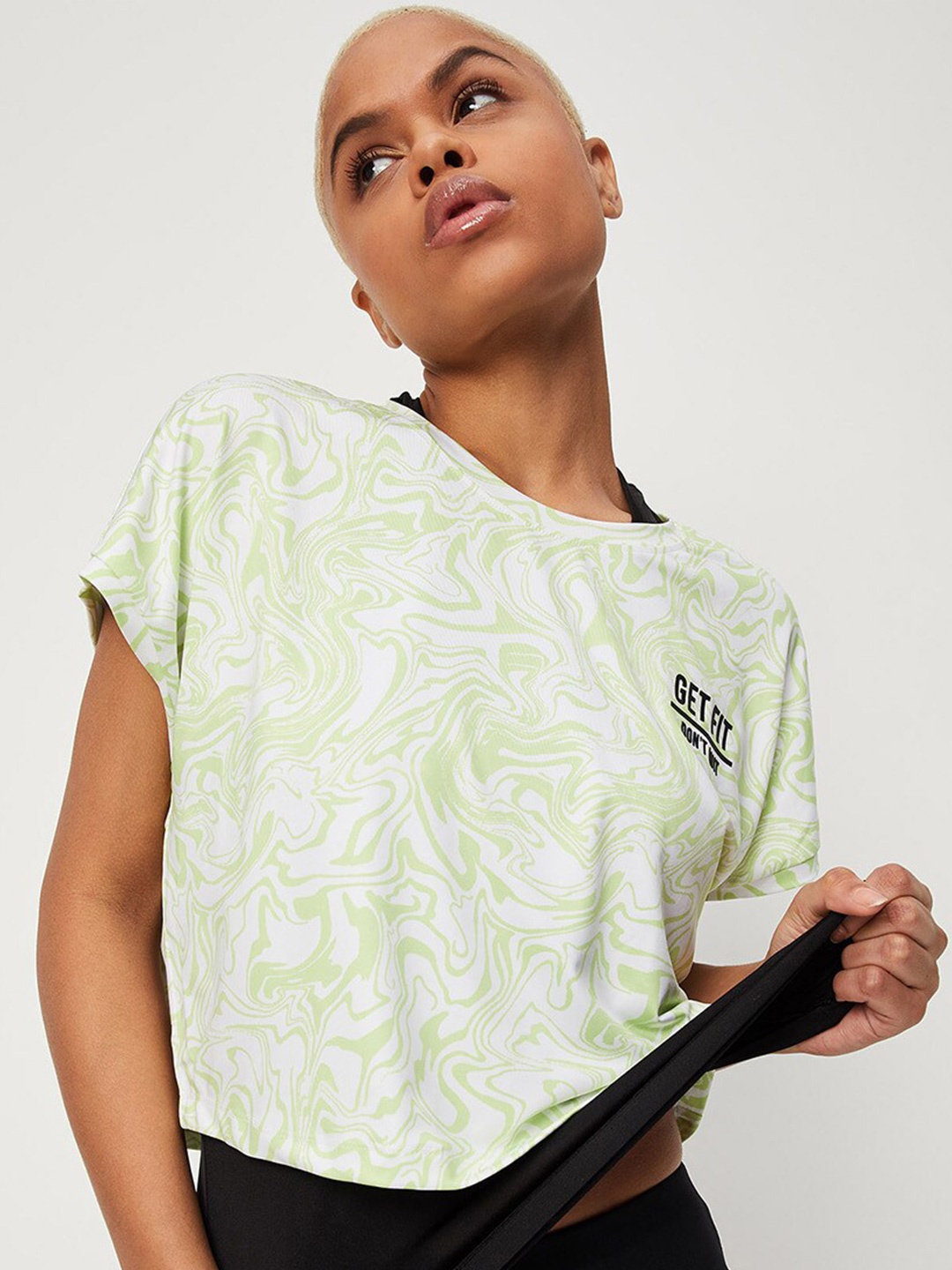 

max Print Extended Sleeves Boxy Top, Yellow
