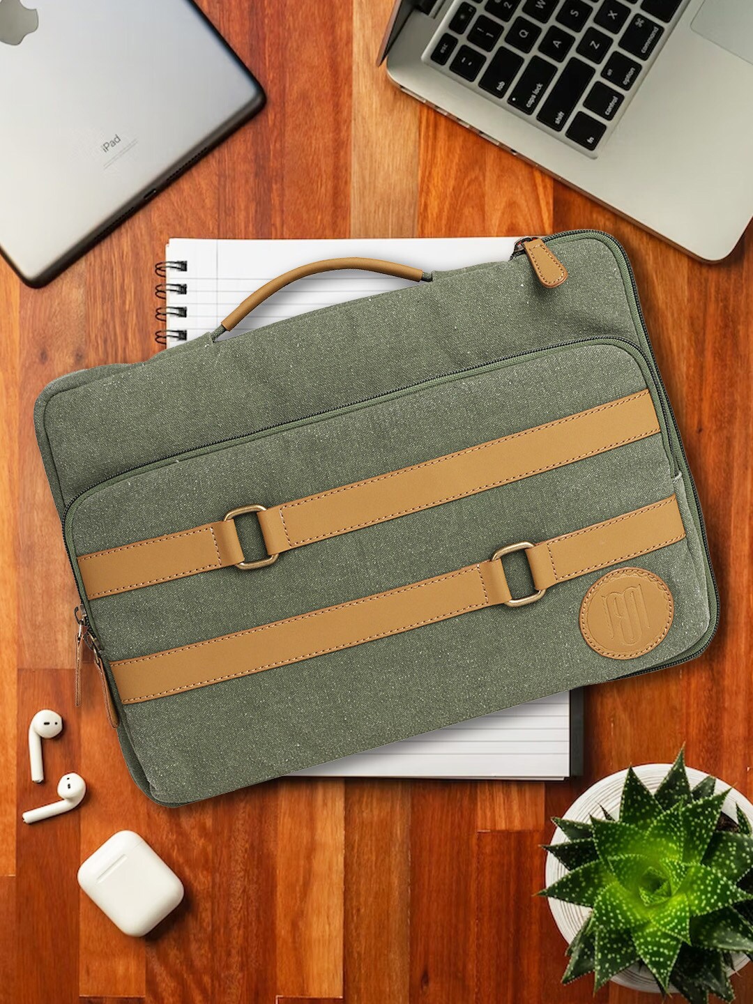 

Mona B Fabric Laptop Bag Sleeve, Green