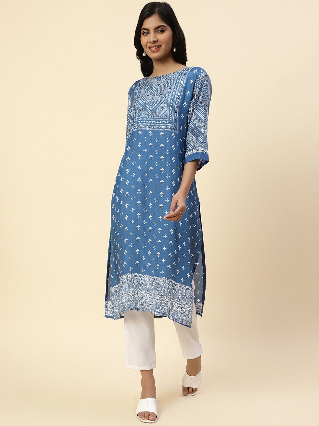 

Meena Bazaar Geometric Printed Kurta, Blue