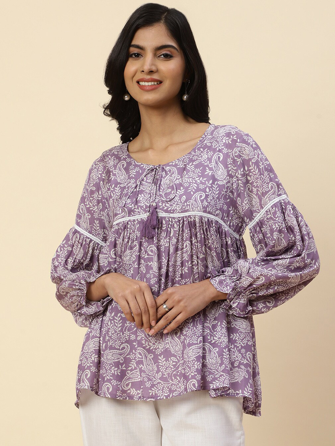 

Meena Bazaar Floral Print Top, Purple