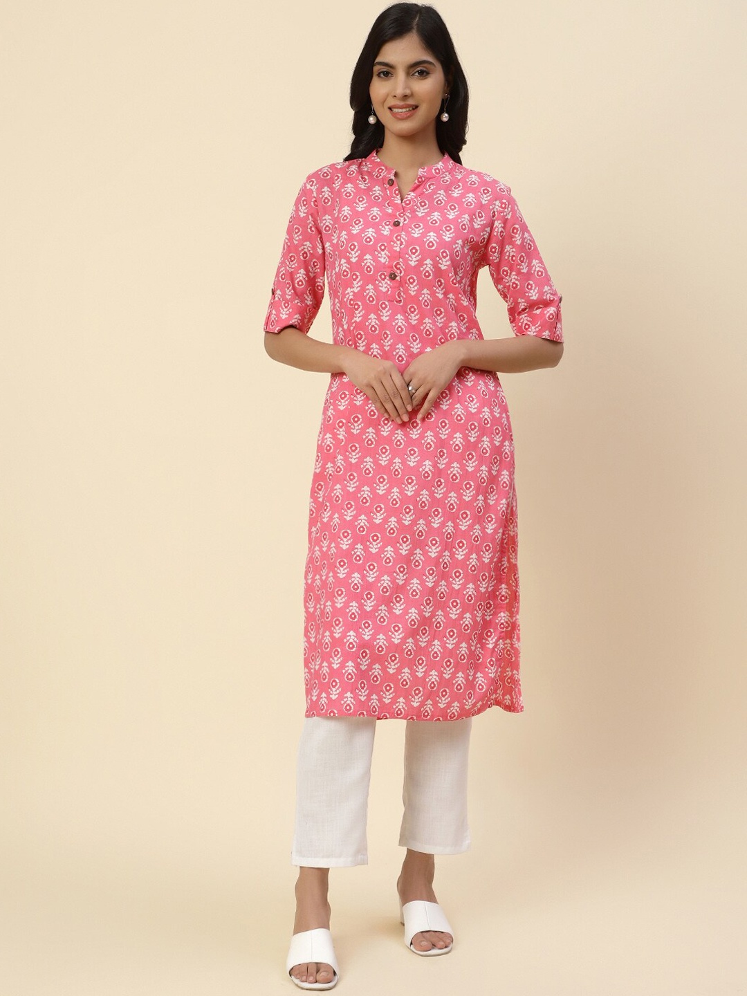 

Meena Bazaar Ethnic Motifs Printed Kurta, Pink