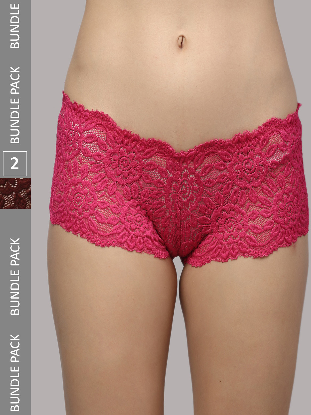 

PrettyCat Women Pack Of 2 Self-Design Boy Shorts PC-PA-6028, Pink