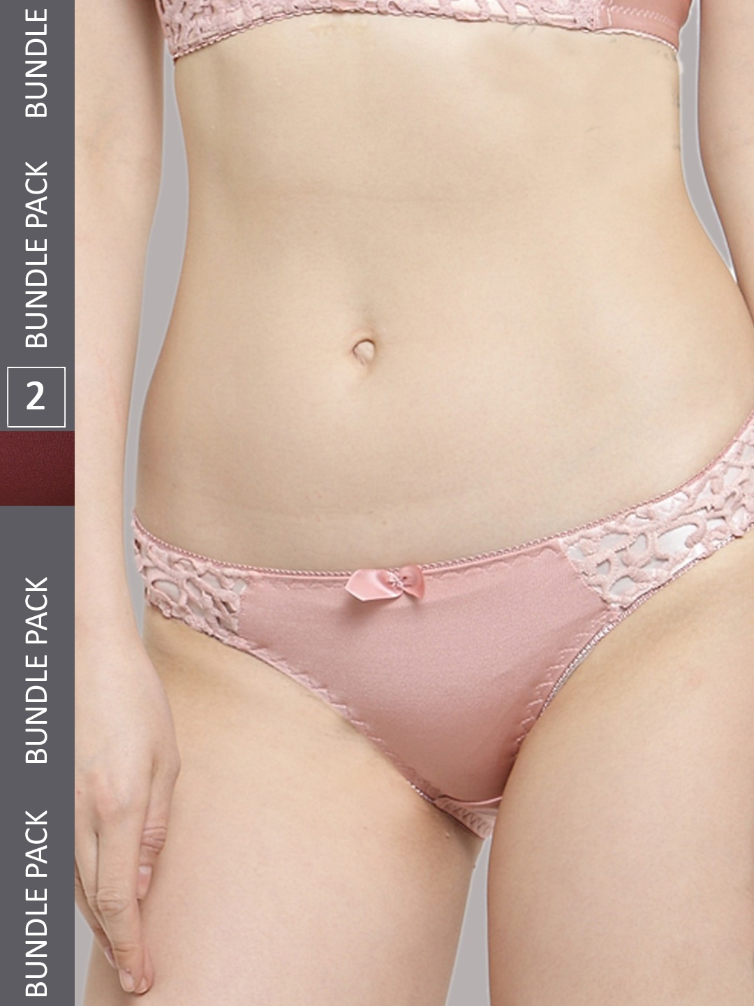 

PrettyCat Women Pack Of 2 Self Design Bikini Briefs PC-PA-5179, Peach