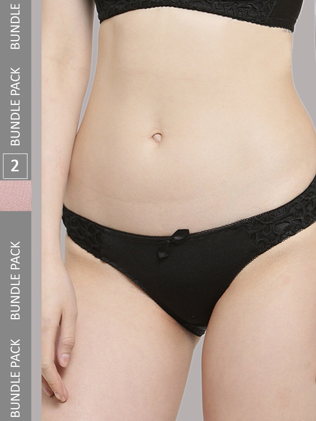 

PrettyCat Women Pack of 2 Low-Rise Seamless Bikini Briefs, Black