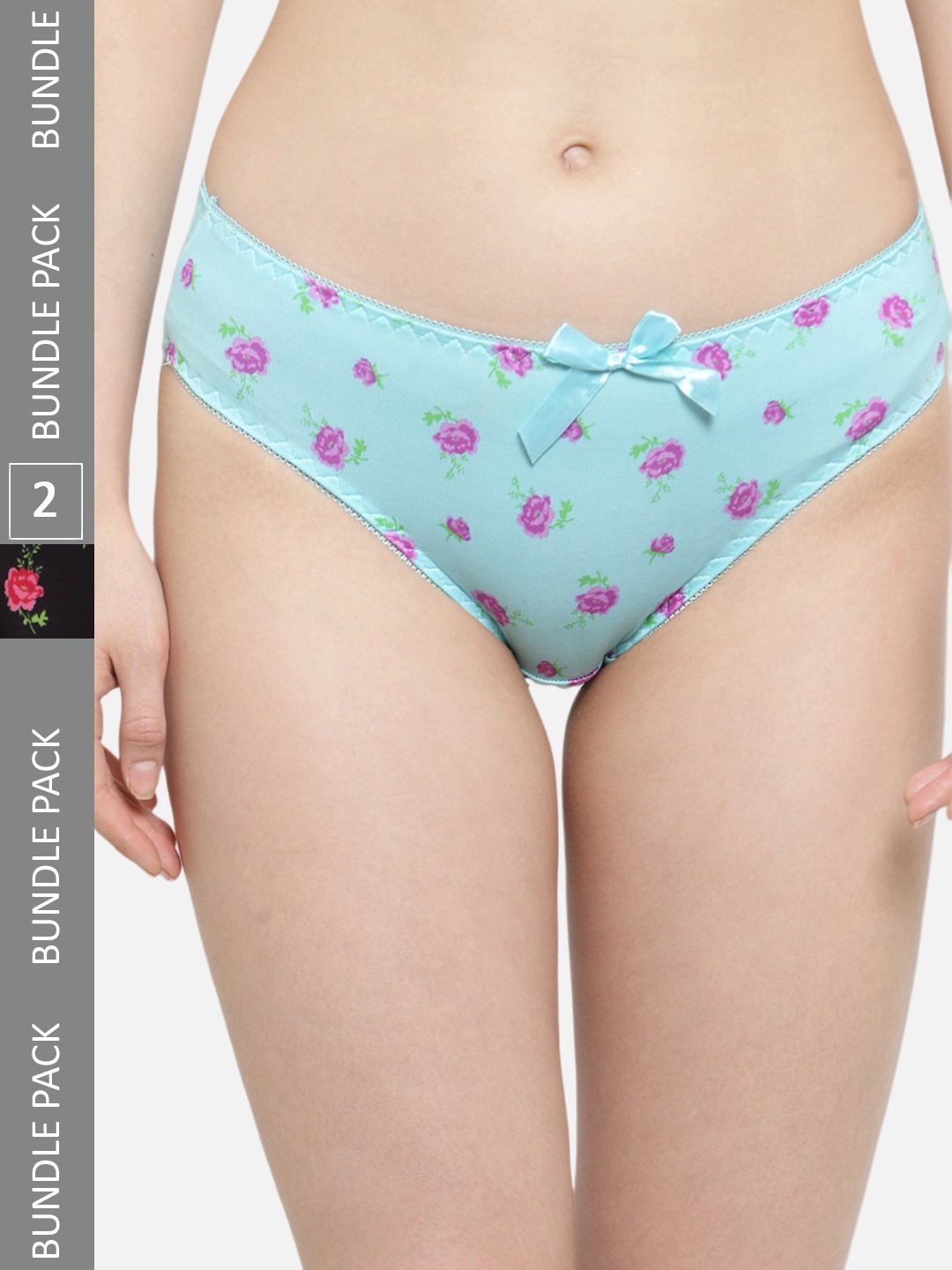 

PrettyCat Women Pack of 2 Printed Bikini Briefs, Black