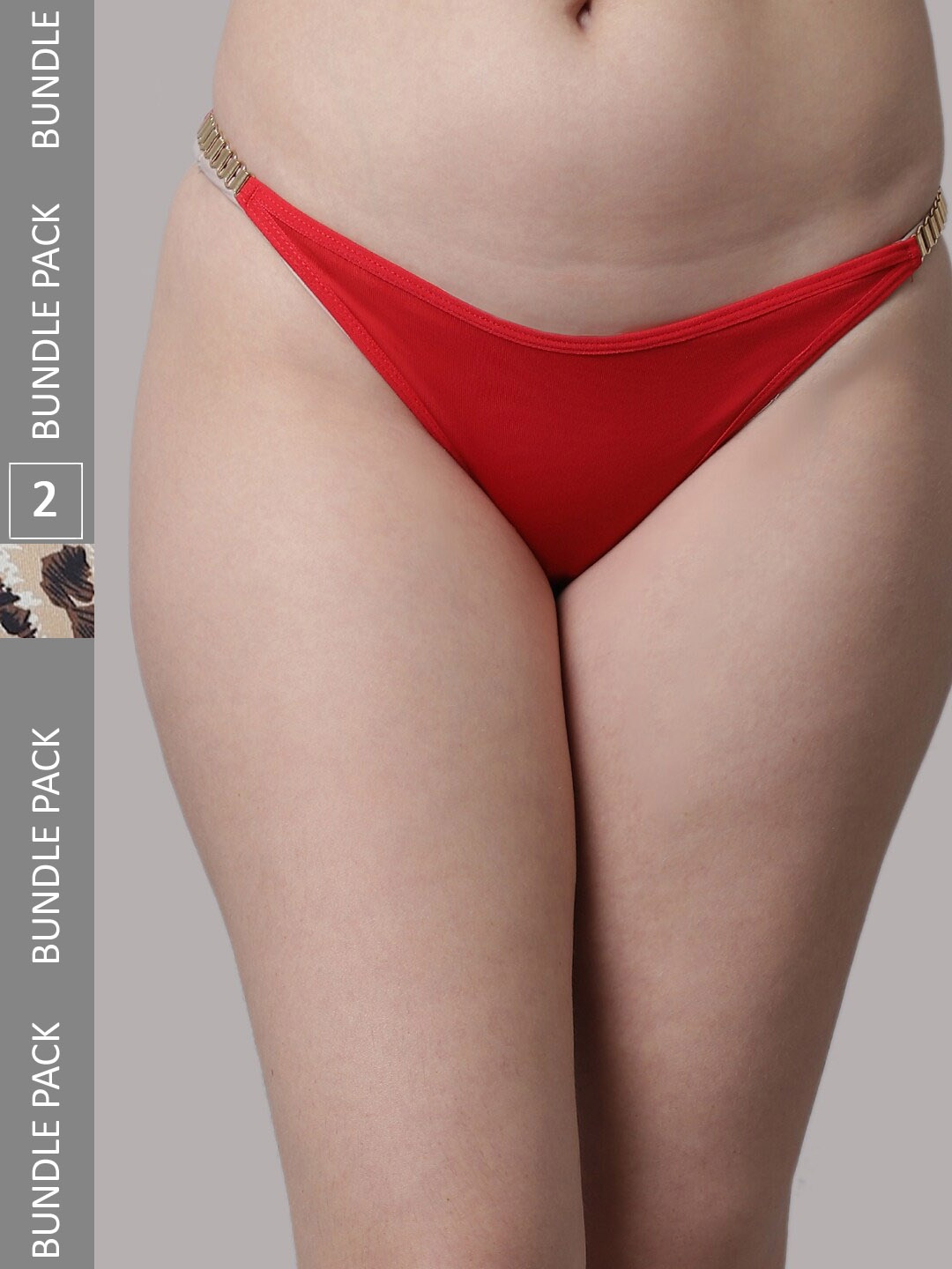 

PrettyCat Women Pack of 2 Low-Rise Bikini Briefs, Red