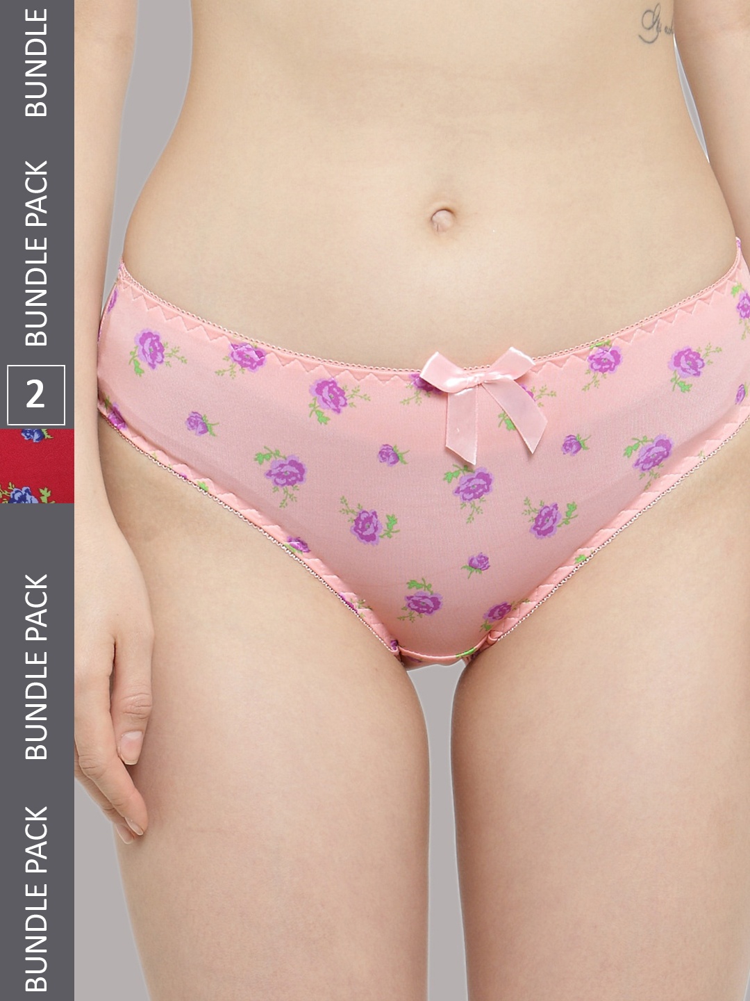 

PrettyCat Women Pack Of 2 Printed Bikini Briefs PC-PA-5170, Pink