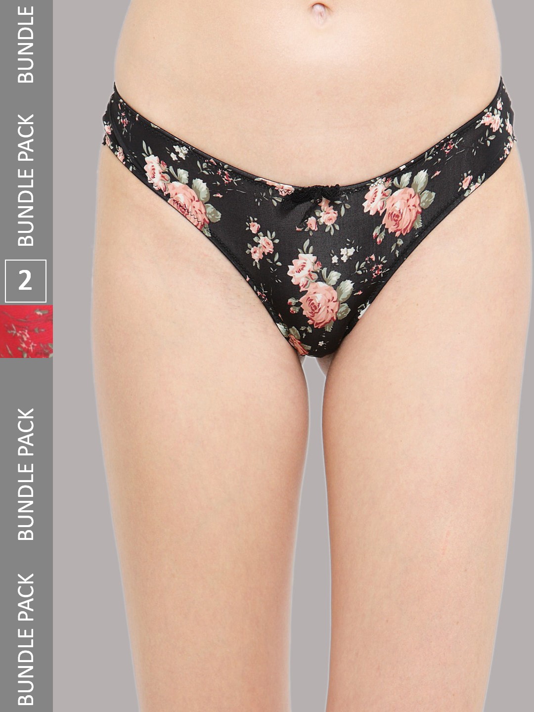 

PrettyCat Women Pack of 2 Printed Bikini Briefs, Black