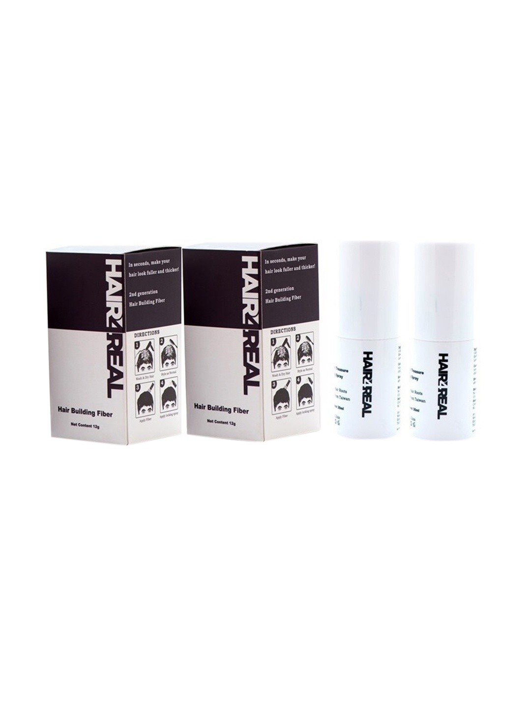 

HAIR4REAL Hair Building Fibres 24g Dark Brown with Hair Locking Spray 60ml