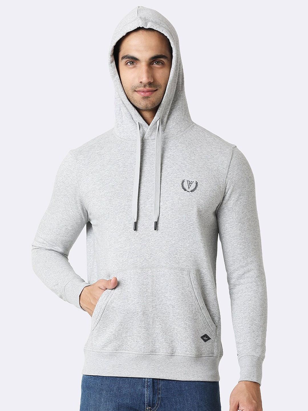 

Van Heusen Men Grey Solid Hooded Neck Media Pocket Sweatshirt