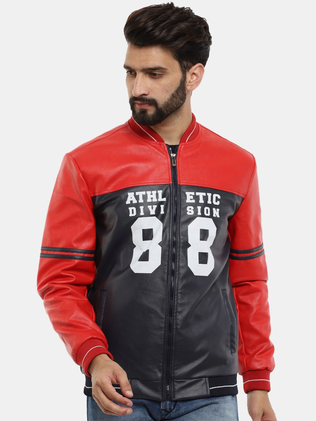 

V-Mart Men Printed Lightweight Bomber Jacket, Red
