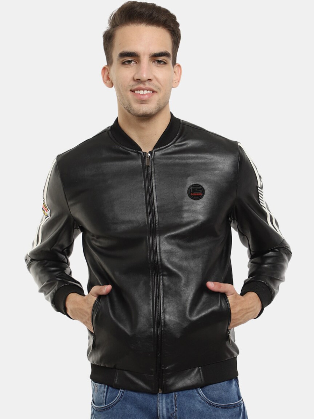 

V-Mart Men Cotton Lightweight Outdoor Bomber Jacket, Black