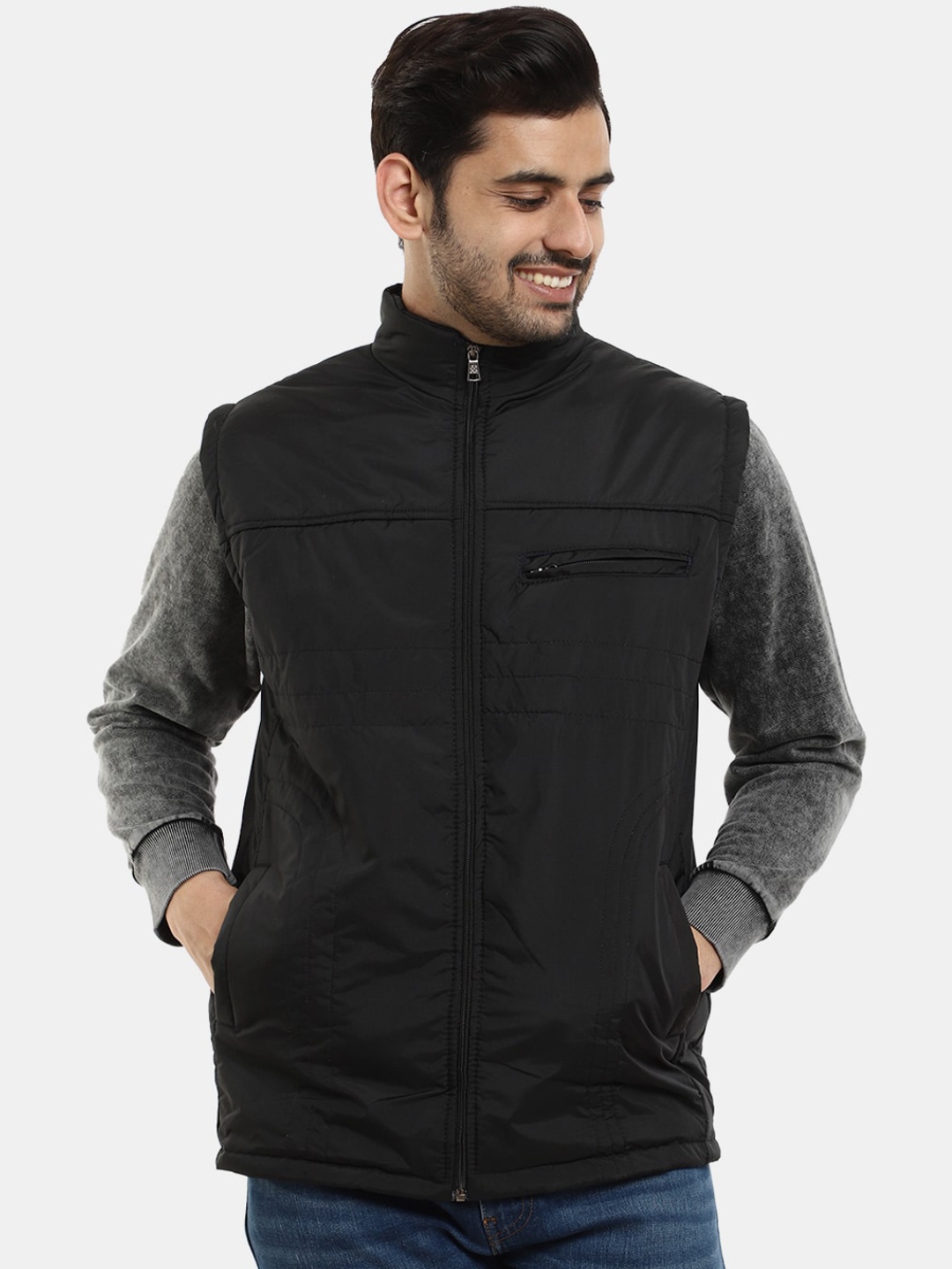 

V-Mart Men Solid Cotton Bomber Jacket, Black