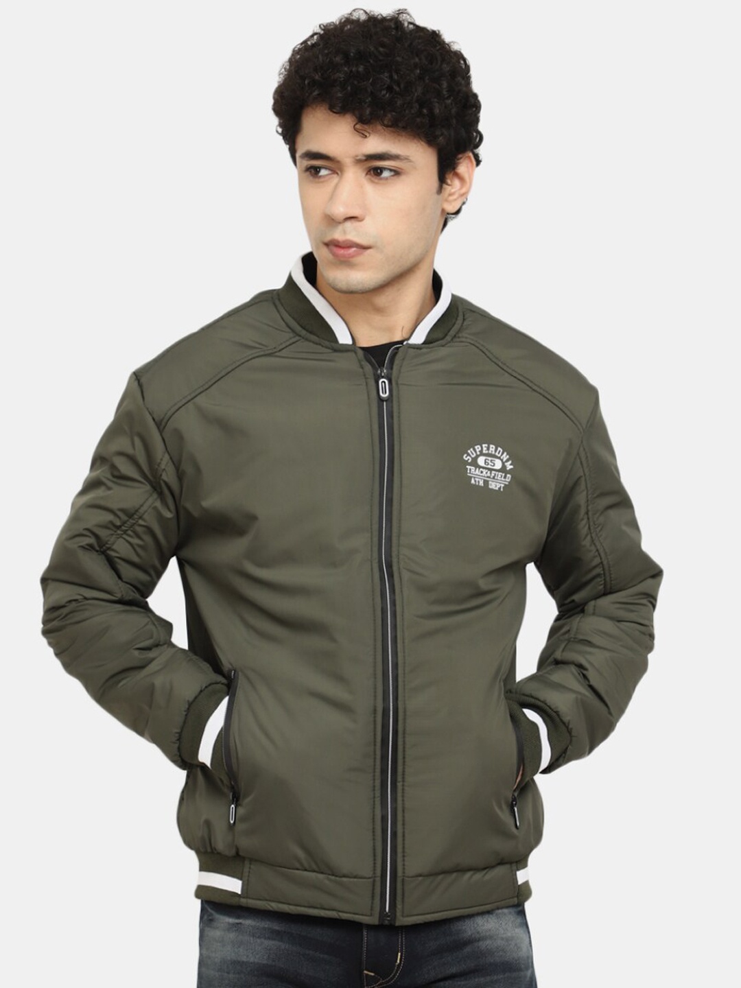 

V-Mart Men Cotton Lightweight Outdoor Bomber Jacket, Olive