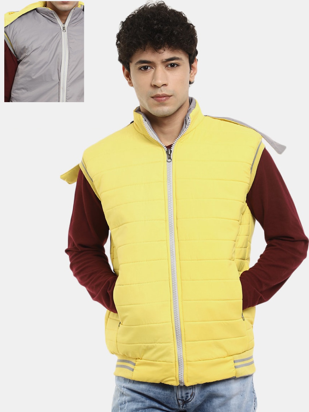 

V-Mart Men Lightweight Cotton Outdoor Bomber Jacket, Yellow