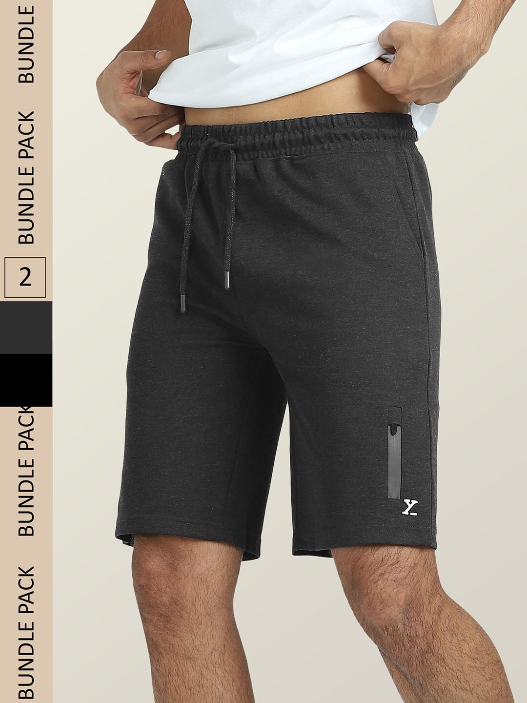 

XYXX Men Athleisure Hype Pack Of 2 Cotton Casual Shorts, Black