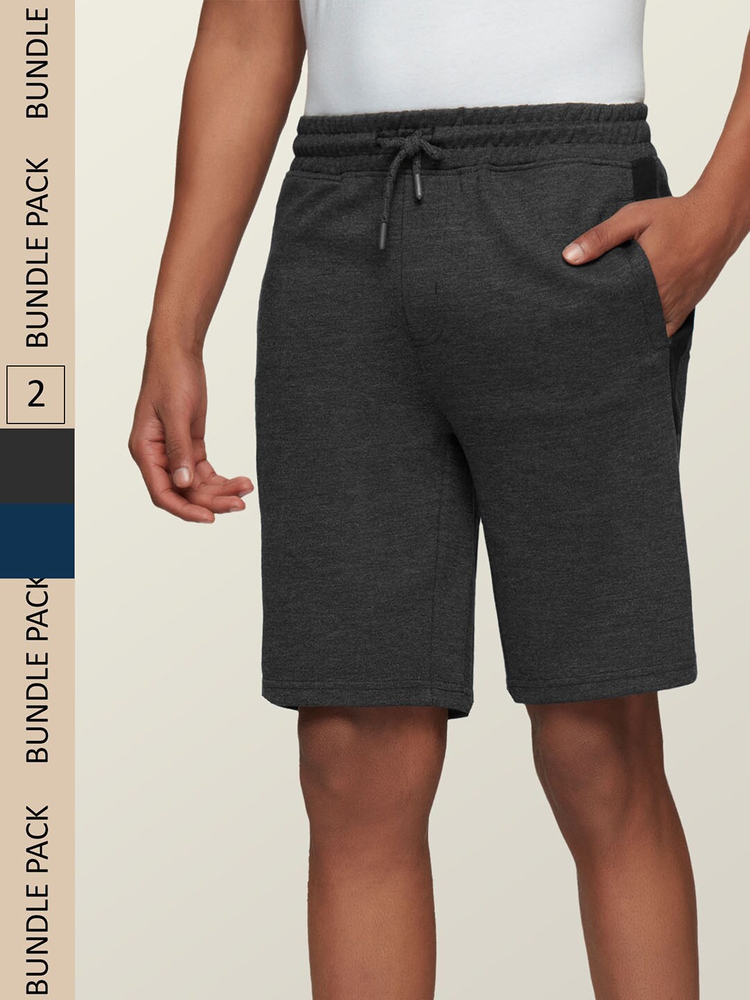 

XYXX Men Athleisure Code Pack Of 2 Cotton Casual Shorts, Grey
