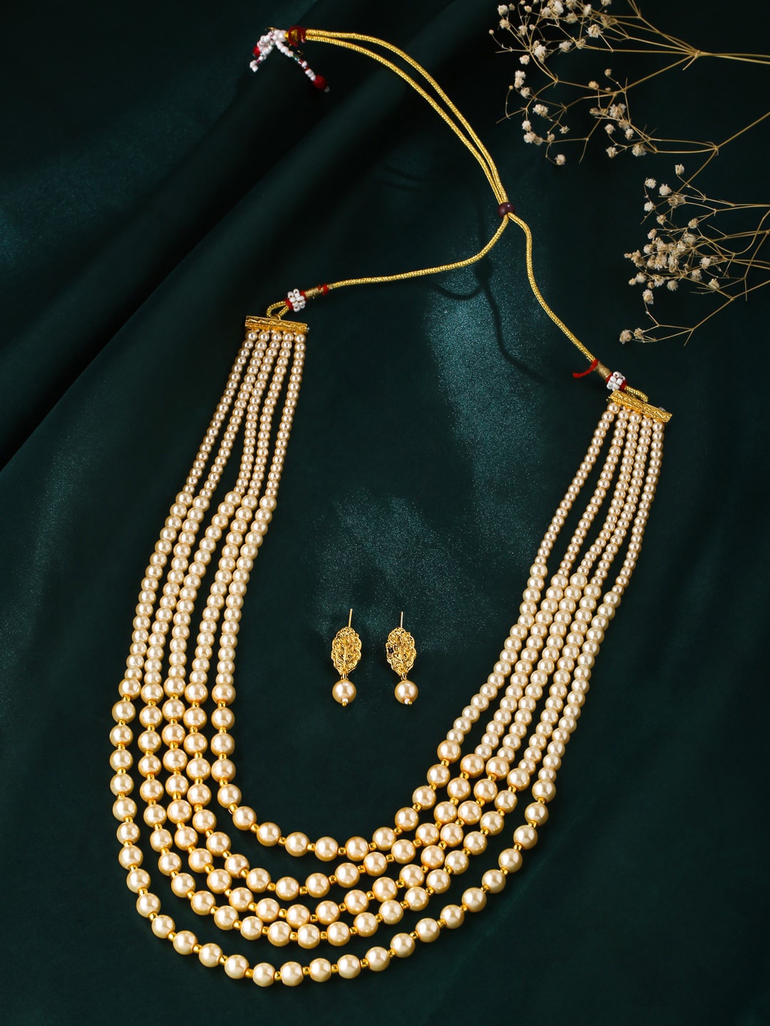 

VIRAASI Gold-Plated Pearl Beaded Layered Jewellery Set