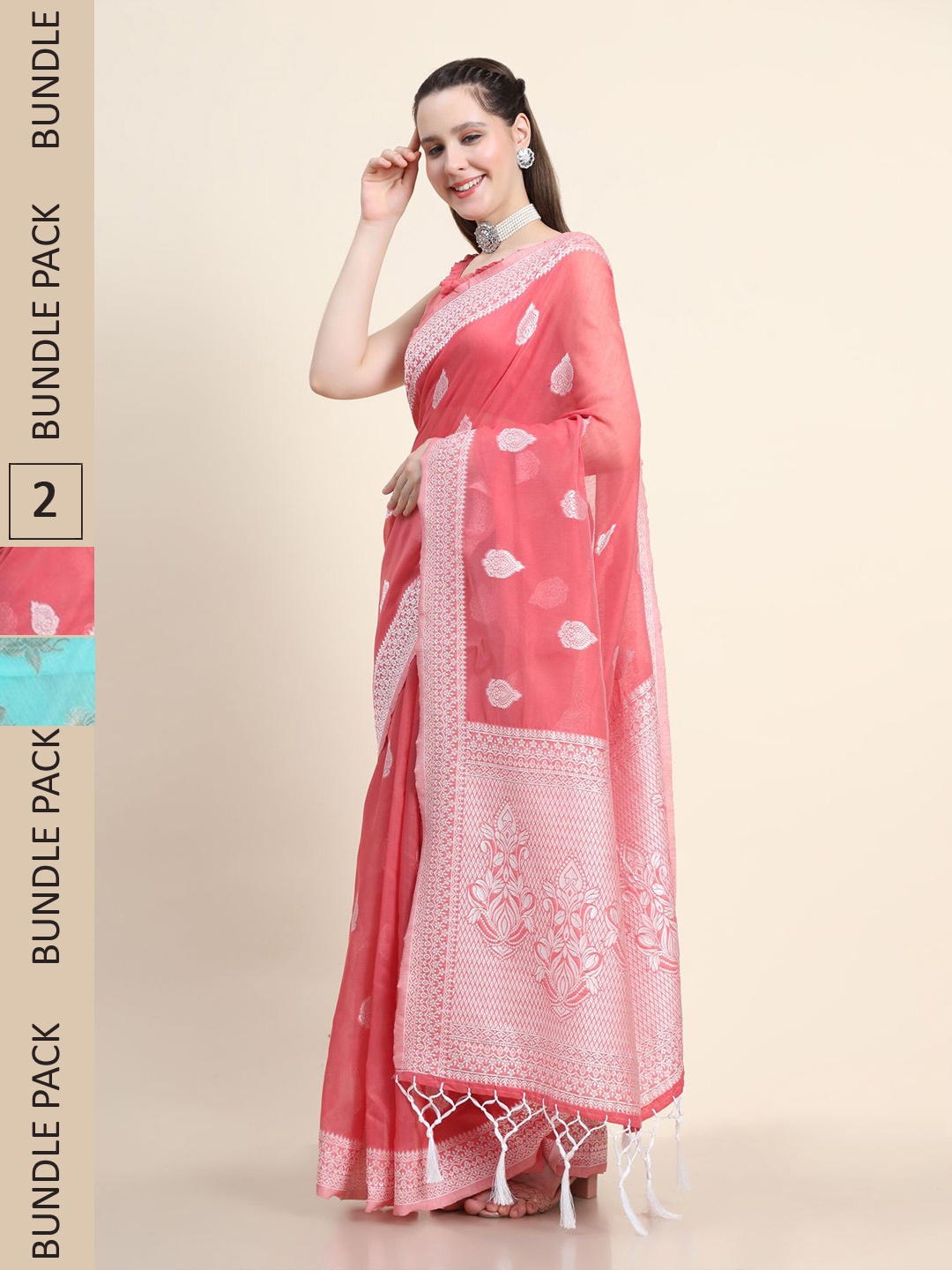 

AVANSHEE Woven Design Zari Silk Blend Saree, Pink