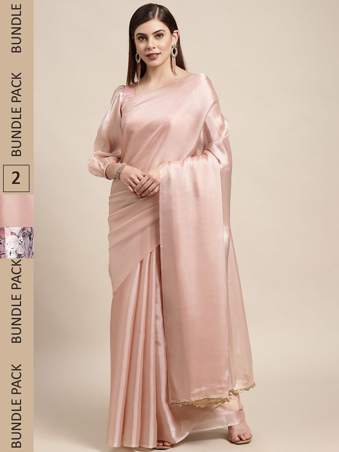

AVANSHEE Pack Of 2 Silk Blend Saree, Peach